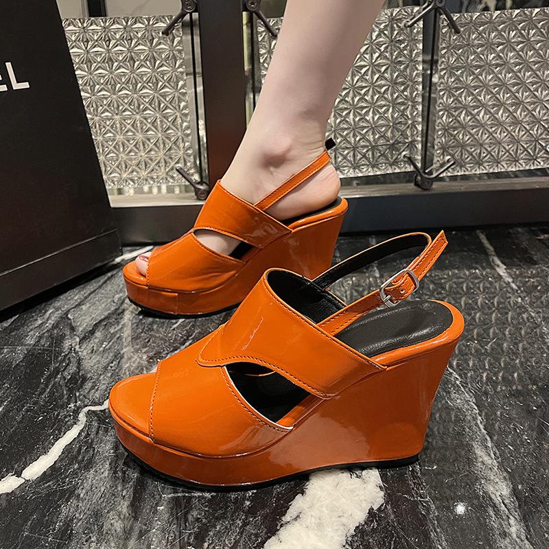 Fashion Fish Mouth Slope Heel Sandals for Women 2025 Summer New Thick Bottom Anti Slip High Heels Platform Shoes Zapatos De Mujer 2025