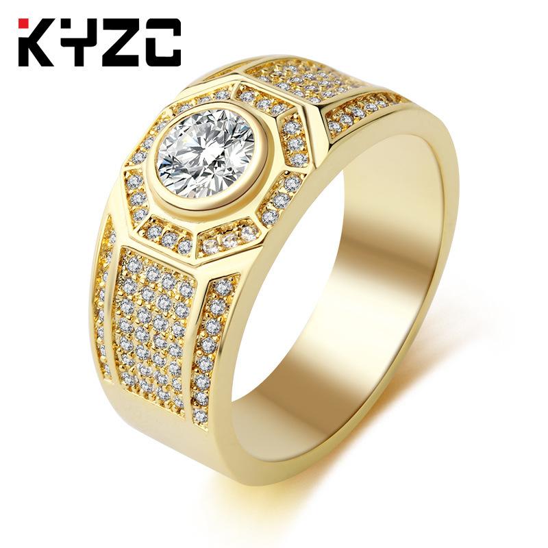 Schmuck Vergoldeter Ring Simulation 3Aaa Quadratischer Diamantring Mode Großer Herrenring, Ehering