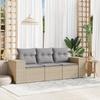 Vidaxl 3-Cz. Set di Mobili da Giardino con Cuscini, Beige, Polyrattan