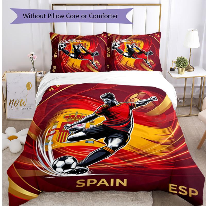 Set Lenzuola Stampate Caldo e Traspirante 3 Pezzi Spagna Calcio, Come Regalo per Inaugurazione Casa o Festa