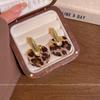 Vintage Maillard leopard print circle earrings women's light luxury stud earrings autumn and winter ears