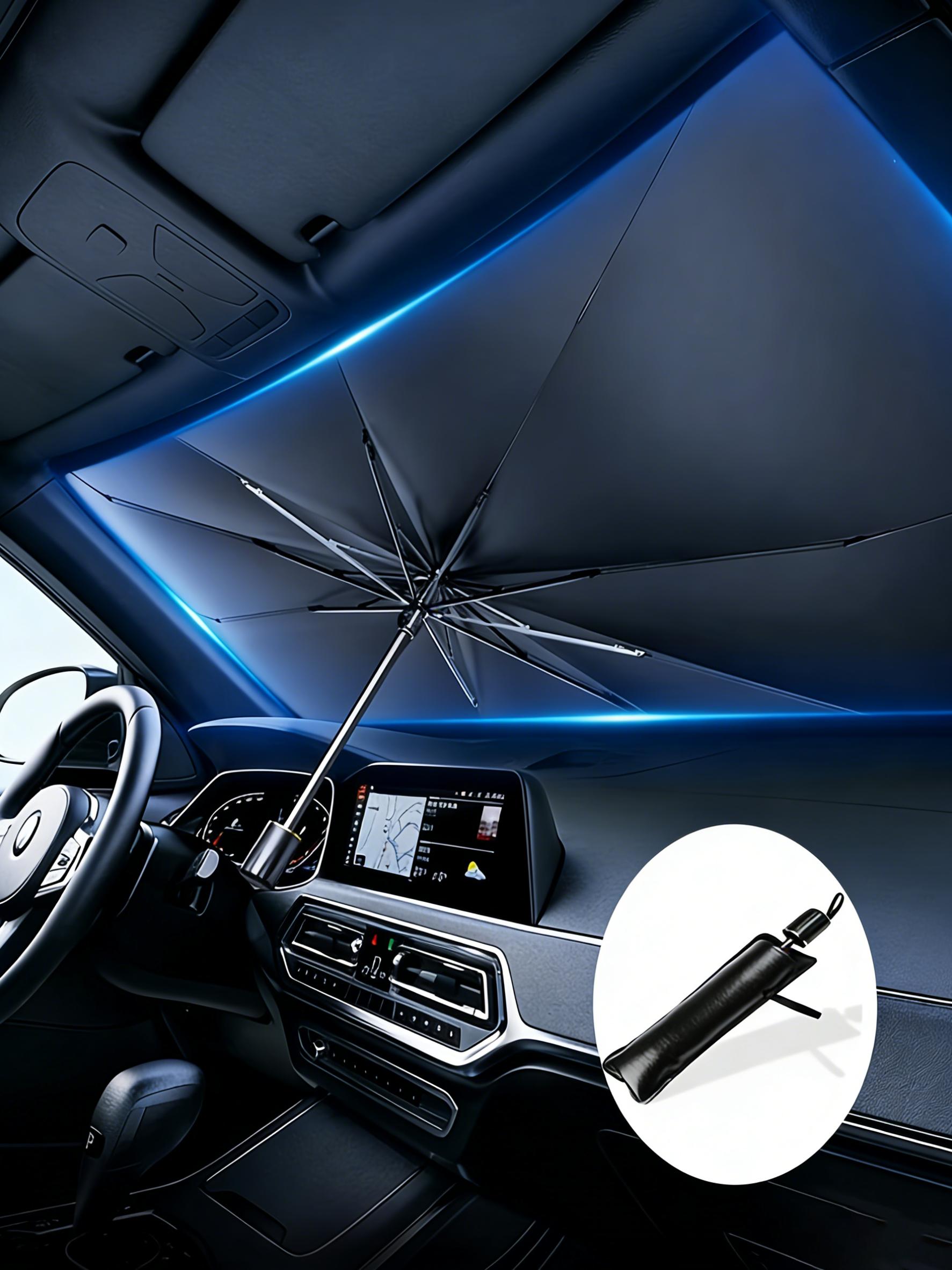 

1 Pack, Foldable Portable Car Sun Shade, protects your car from sunlight! Fits SUVs and Off-Road Vehicles чёрный
