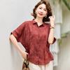 Jianhu Women's Summer Short Sleeve Lapel Shirt