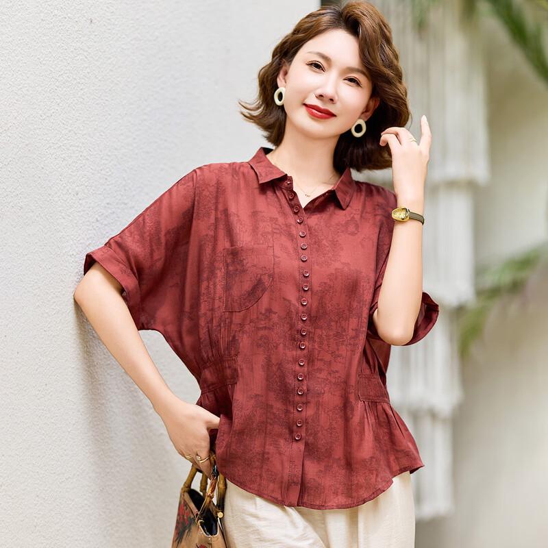 Jianhu Women's Summer Short Sleeve Lapel Shirt