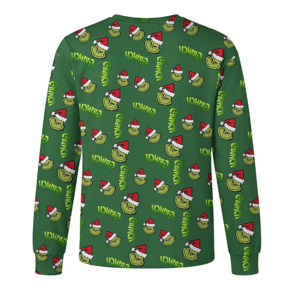 Men's Christmas Printed Imitation Cotton Long-sleeved Shirt