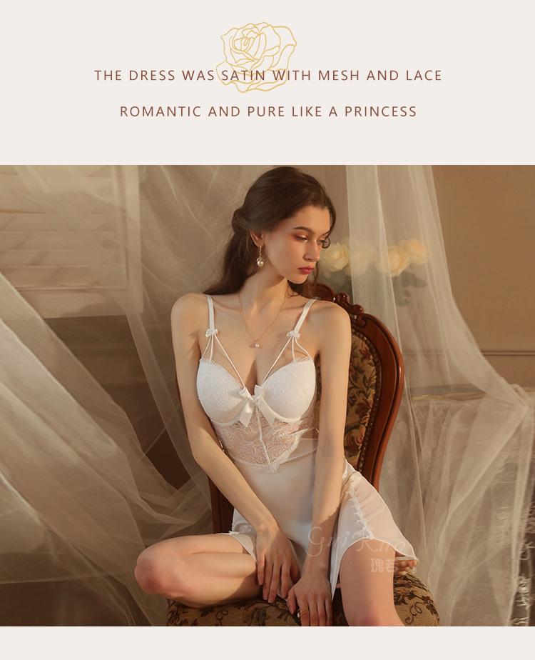 Gorgeous Plus Size Backless Push-Up Nightgown with Padded Camisole