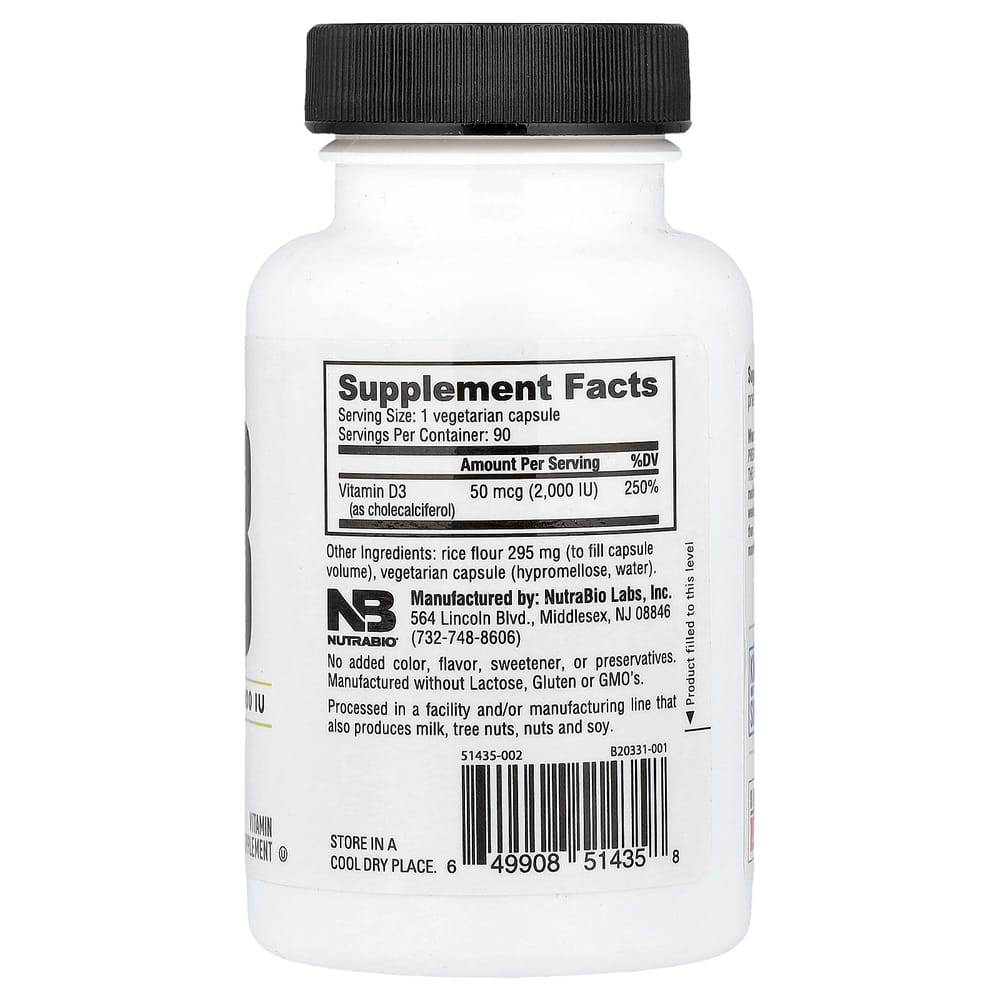 NutrabioLabs Vitamin D3 50mcg (2000IU) 90 Softgels
