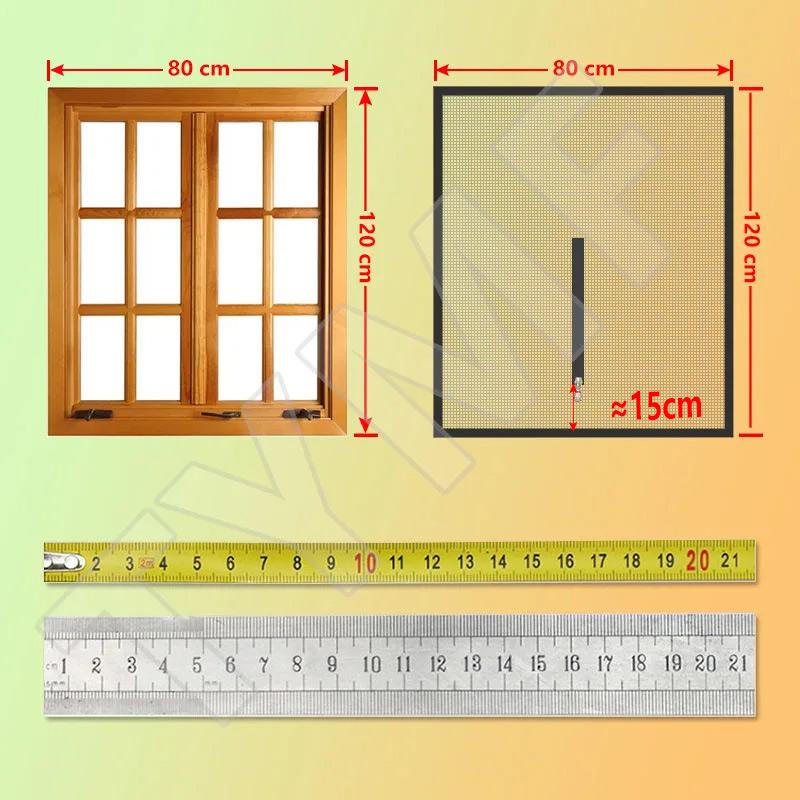 Neues Fenster-Fliegengitter mit Reißverschluss und unsichtbarem Fiberglas - Individuell anpassbare Größe Schwarzes Netz Sommer Schutz vor Mücken und Fliegen