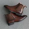 Fashion Fashion Men Casual Leather Chelsea Boots Classic Mens Casual Dress Business Shoes Comfortable Men Ankle Boots Male Slip on Botas