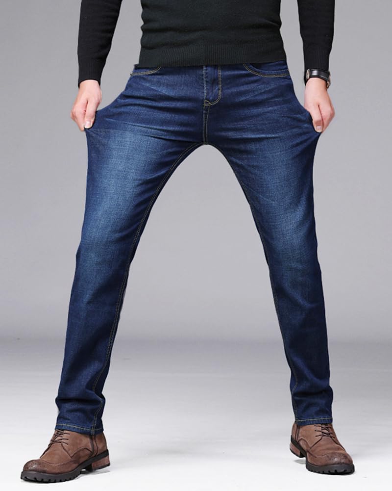 Soinnga Men's Skinny Jeans, Stretch Straight Denim Pants, Long Pants, Casual, All Season, Slim Fit, Blue, Size 32