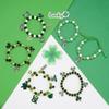 Trendy Four-Leaf Clover Green Beaded Crystal Elastic Bracelet