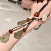 Long Bohemian Ceramic Bead Strand Necklace Ethnic Leaf Pendant Fringe Jewelry for Women Summer Statement Accessory