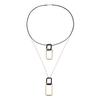 European & American Minimalist Geometric Pendant Necklace: Black & Gold Color-Blocked Fashion Chain for Women