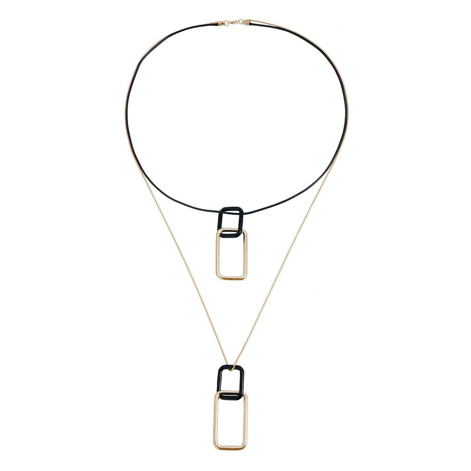 

Европейское и американское минималистичное геометрическое колье-подвеска: Модная цепь в черно-золотую цветовую блокировку для женщин