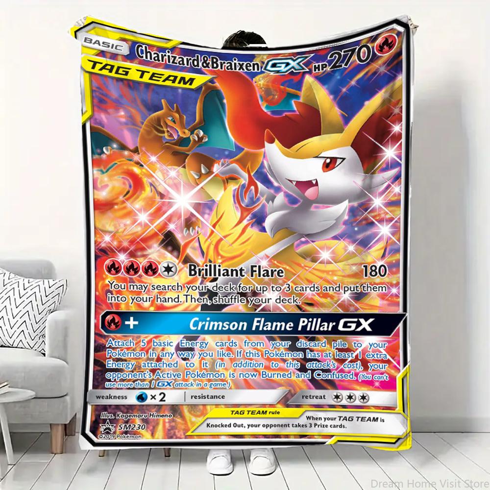 Pokemon Cartoon Kaart Pikachu Flanellen Deken Figuren Huis Bank Lunchpauze Dekens Kinderen Student Deken Slaaphoes Kinderen Cadeau