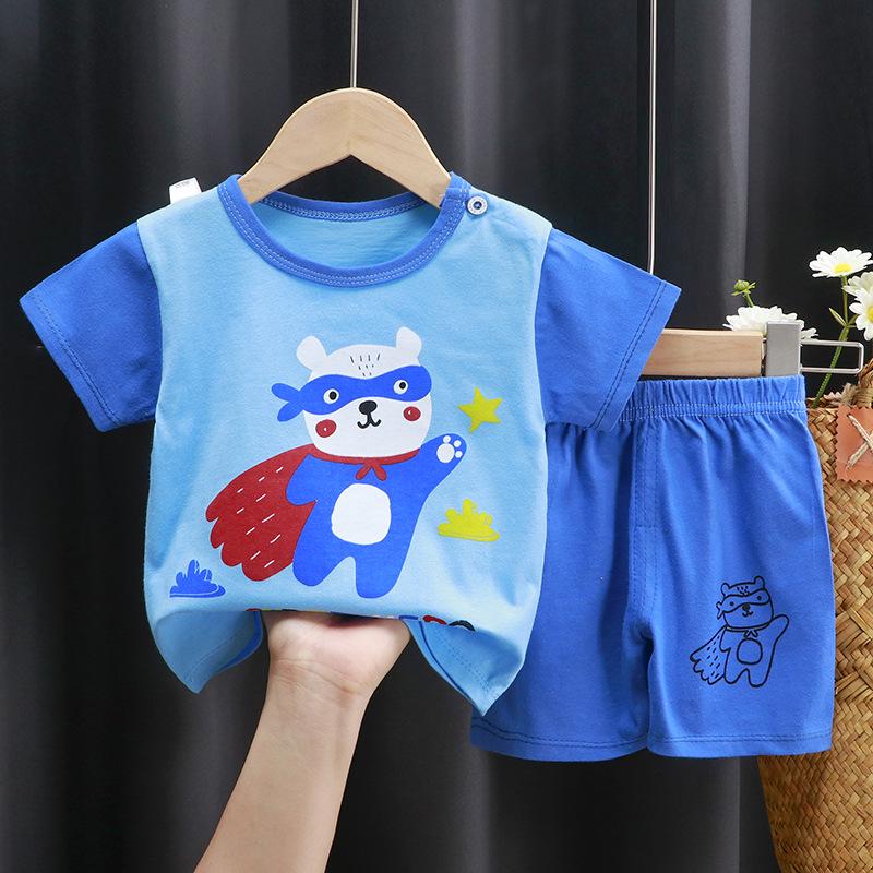 2025 Kids' Short Sleeve Summer Pajama Set - Boys and Girls Baby T-shirt and Shorts