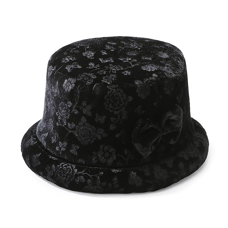1PC Elegant Floral Printed Women's Bucket Hat with Butterfly Buckle, Lightweight and Warm, Ideal Mother's Day Gift, Winter Hat