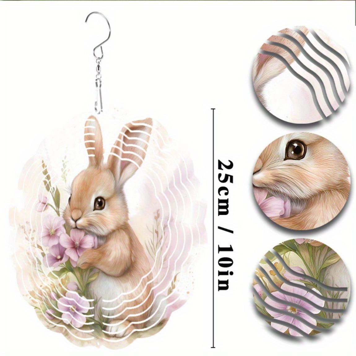 

Кролик Цветочный Колокольчик для Ветра для Улицы 10 Дюймов Вращающийся Металлический Садовый Декор Балкон Подвесное Украшение Не Требуется Батарея Идея для Подарка 01A