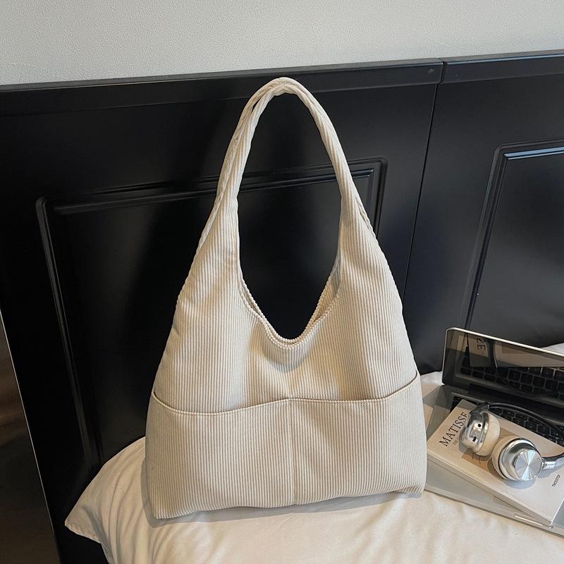 2025 Women's Retro Corduroy Tote: Large-Capacity, Single-Shoulder, Versatile Commuter Bag