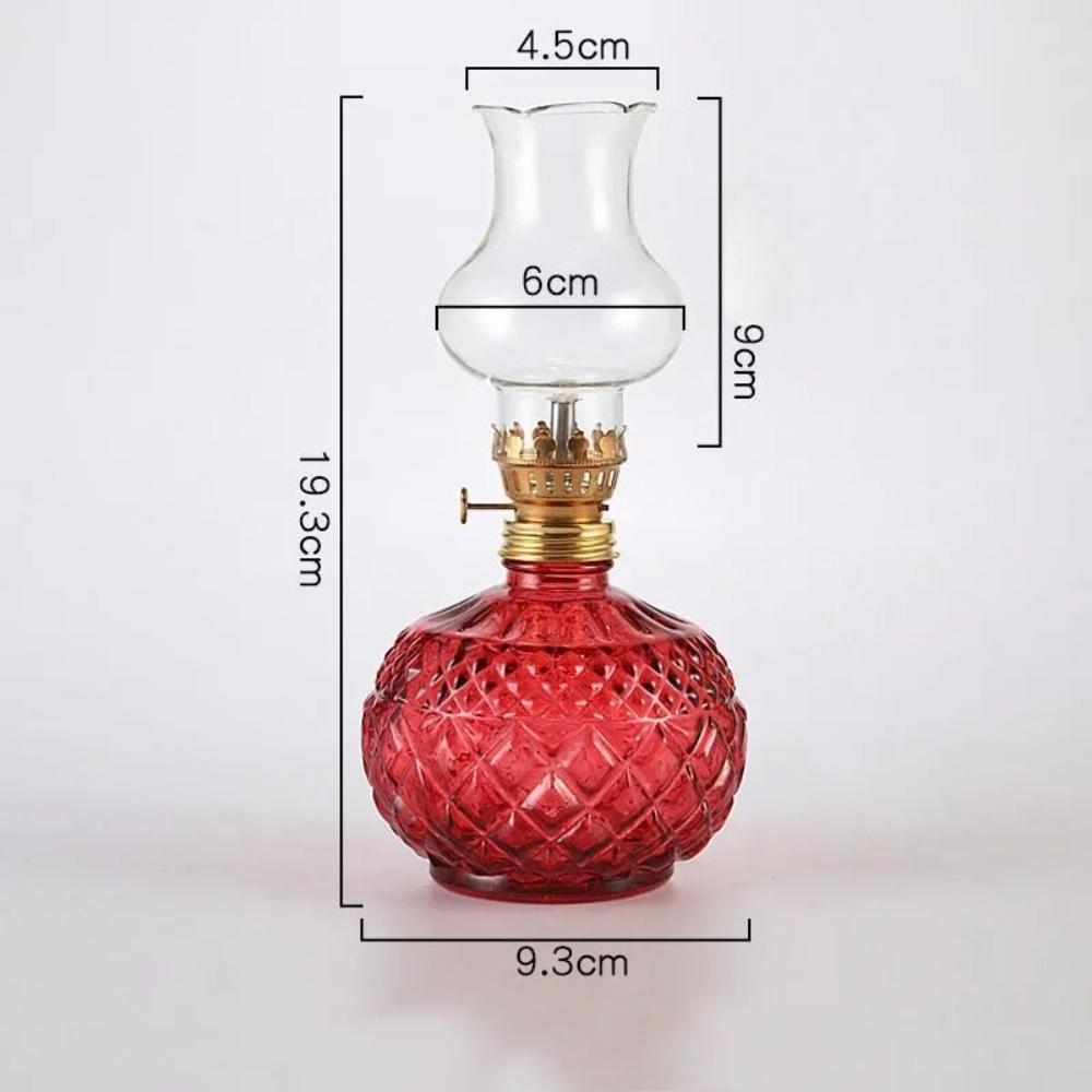 Vintage Glass Lamp Colored Clear Oil Lamp Windproof Antique Oil Lamps for Indoor Use Emergency Lighting Hurricane Lamp Chamber