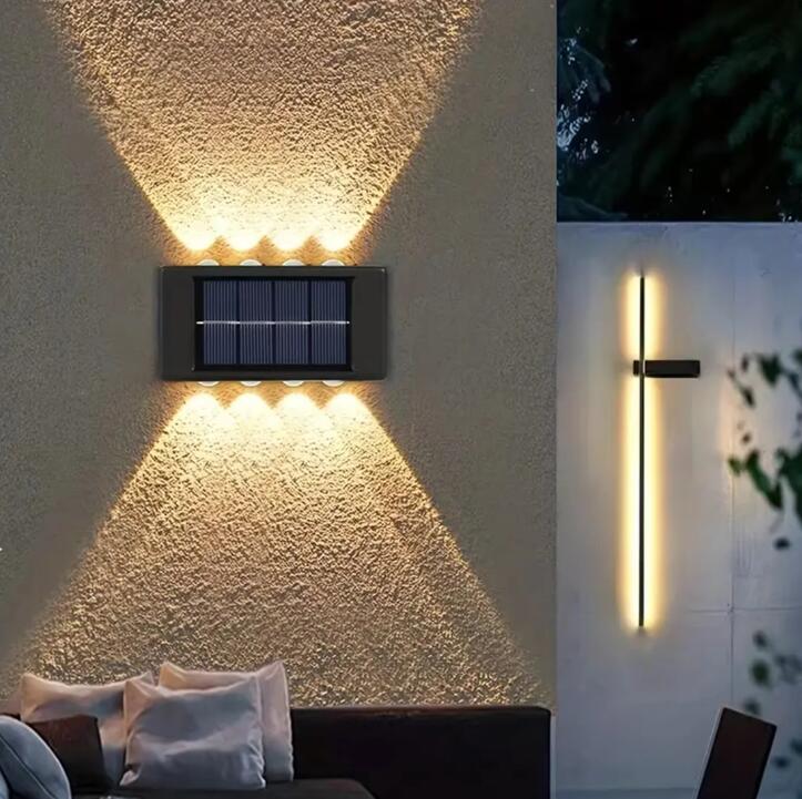 1PC Outdoor Solar Lights Up And Down Luminous Garden Decoration Outdoor Lights Warm Light Waterproof Wall Lamp