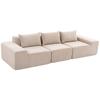 Chenille Sofa, 3-Seater, 320 cm, Modular, Extra-Wide Seat and Armrests, Beige