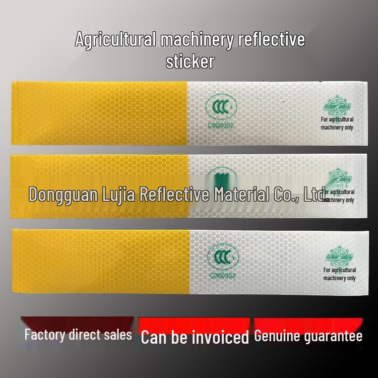 

Yellow and White Reflective Stickers for Agricultural Vehicles - Body Markings for Safety and Visibility