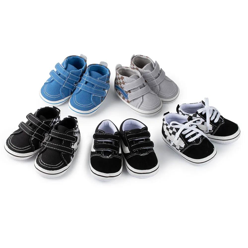 2025 New Baby Canvas Sneakers Anti-slip Soft Plaid Baby Boy Girl Shoes Newborns First Walkers Infant Baby Unisex Casual Shoes