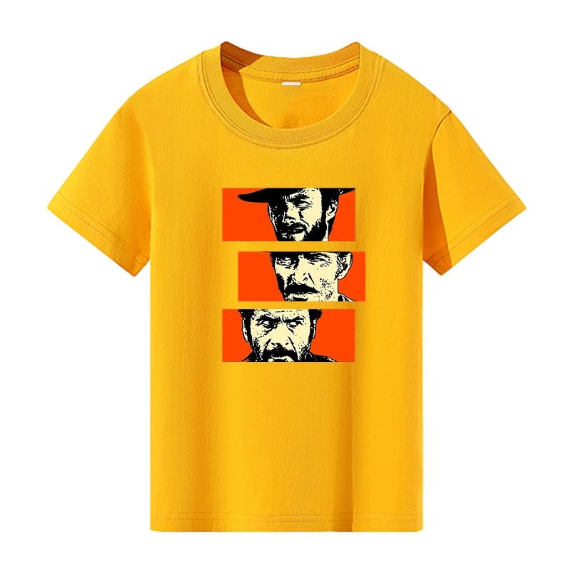 The Good the Bad and Ugly Print Teenage T-shirt Boys Casual Punk Wild Round Neck Short Sleeve Teenage Children Colorful Tops Tee