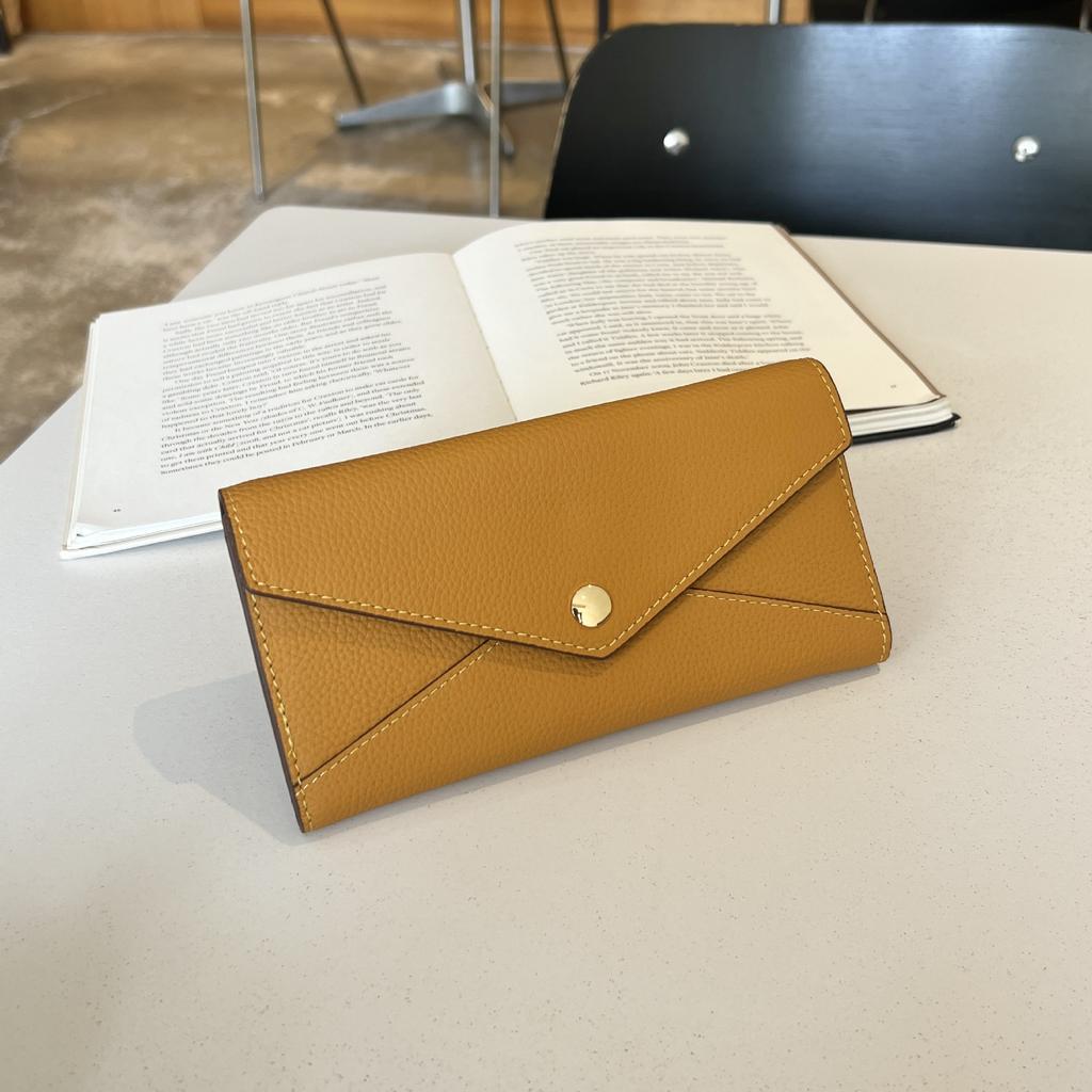 Wallet Women'S Leather Lychee Pattern Long Wallet Bag Fashion Contrast Color Clutch Bag Cowhide Wallet
