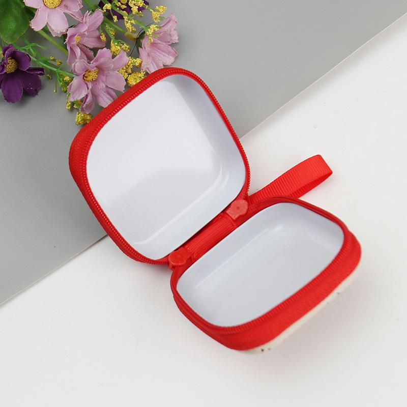 Square Christmas Zipper Tinplate Coin Purse and Key/Earphone/Data Cable Storage Box