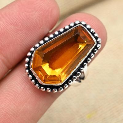 Unique Honey Topaz Gemstone Handmade 925 Sterling Silver Ring Gift For Women