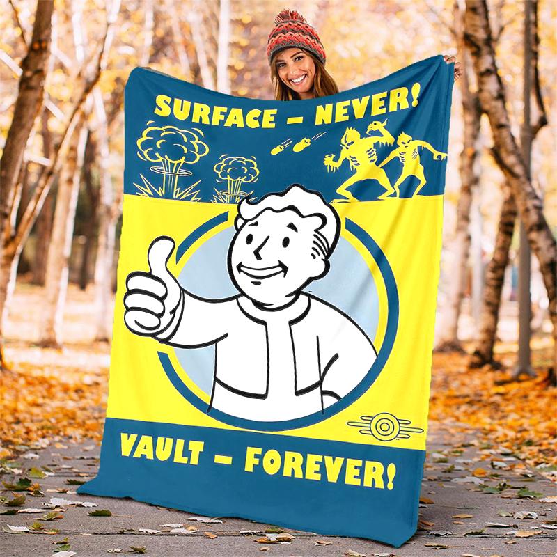 Vault-Tec Flannel Blanket Soft All-Season Throw, Design for Camping, Car Travel, Hiking Sofa, Bed, Office Perfect Gift for Parties