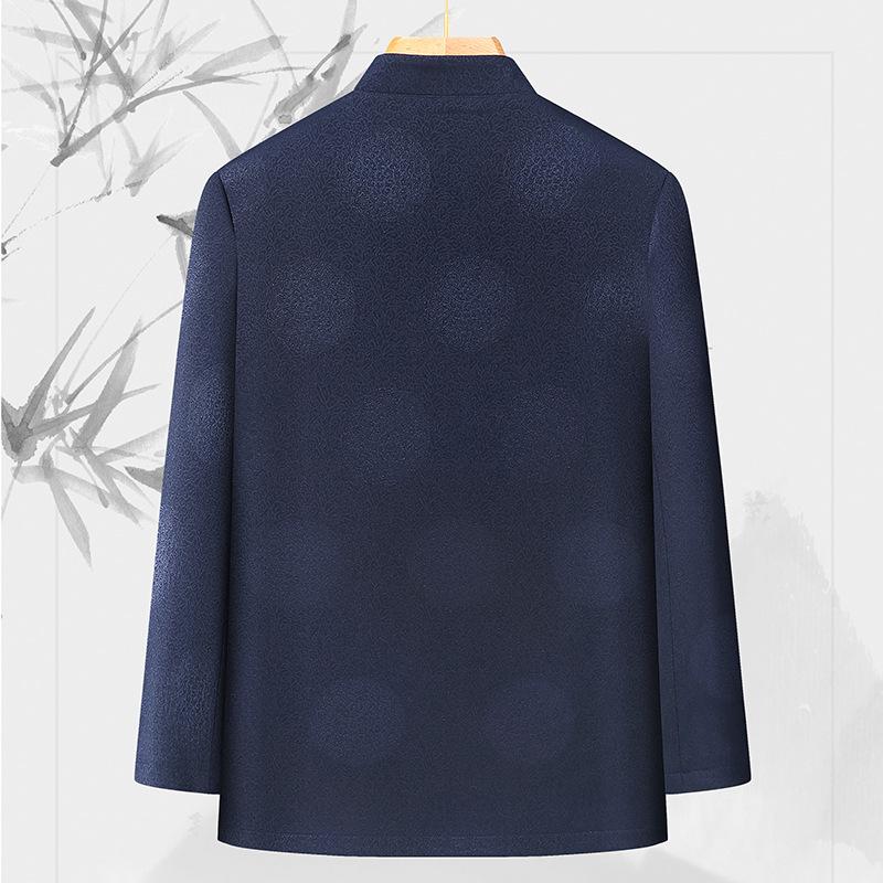Autumn and Winter Men's Long-sleeved Casual Jacket Middle-aged and Elderly Dad Retro Tang Style Chinese Style Jacket