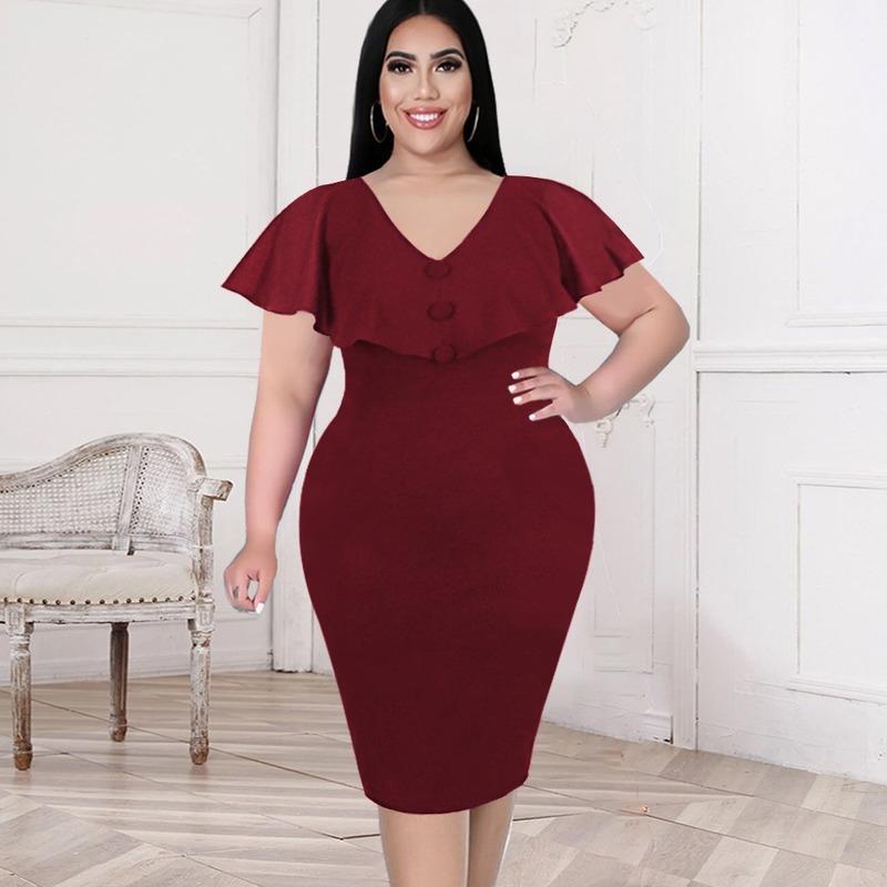 Buy Chiffon Cape Sleeve Bodycon Prom Dress Sexy V Neck Office Lady Work  Casual Evening Party Dresses Plus Size at affordable prices  free  shipping, real reviews with photos  Joom