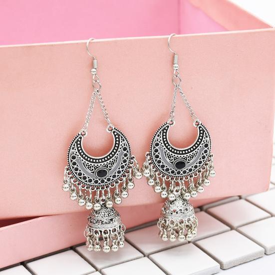 Vintage Women's Bohemian Tassel Hollow Bell Drop Dangle Hook  Earrings Jewelry