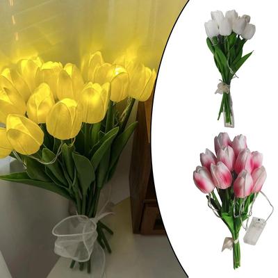10 szt. Sztuczny Kwiat Realistyczny Tulipán Gorąca Sprzedaż Dekoracja Domowa Bożonarodzeniowa Ślubna Girlanda Ogrodowa Bukiet dla Panny Młodej Matki Dzień Matki Prezent DIY