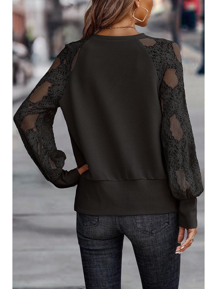 European & American Women's V-neck Lace Knitted Sweater - Loose Casual 2024 Spring/Summer Fashion Top
