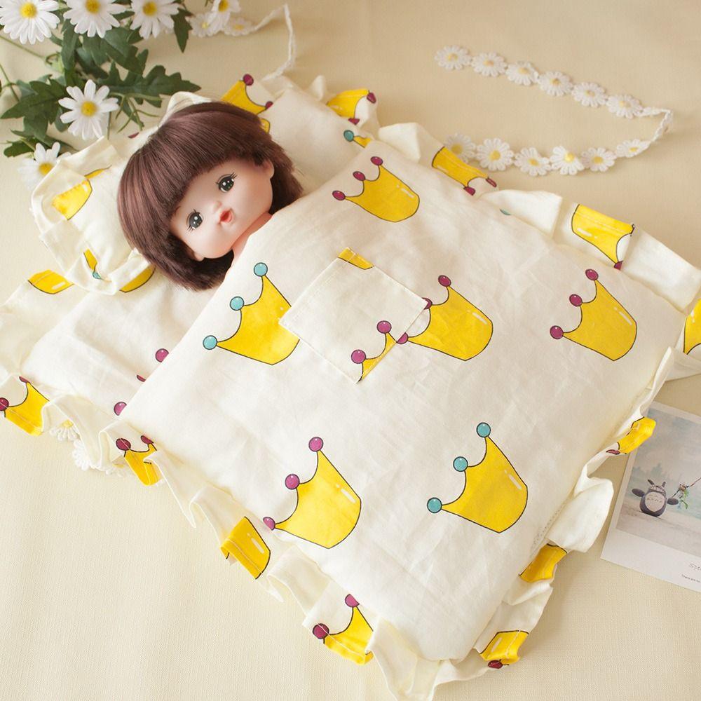 Doll Clothes Miniature Bed Sheet With Pillow Doll Bedding Four Piece  Doll House Accessories