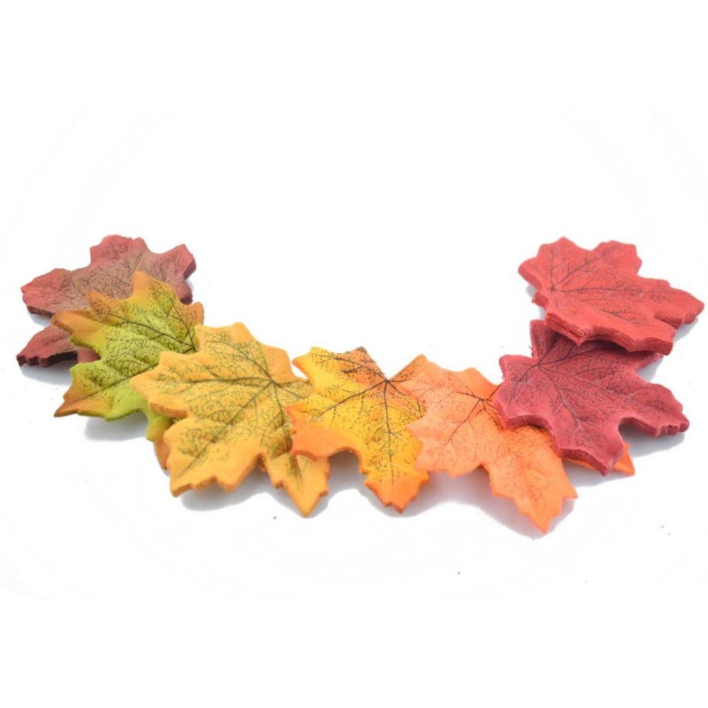 50Pcs/Pack Maple Leaves Simulated Maple Leaves Leaf Handmade Artificial Leaf Plants Silk Flower DIY Stacked Maple Leaves