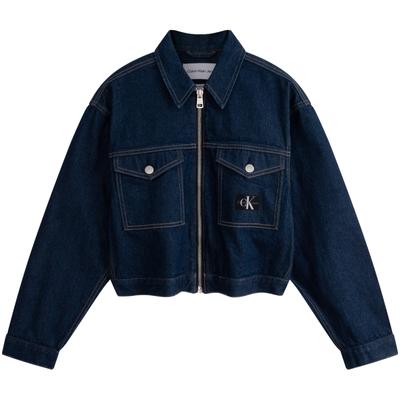 Calvin Klein Minimalistisk Ensfarvet Kort Denimjakke Damejakker Mørkeblå J222706