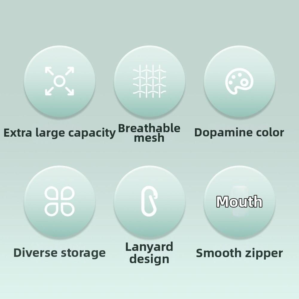 Kosmetiktasche aus Mesh mit großer Kapazität Dopamin-Farbe Geldbörse Robuste Aufbewahrungstasche