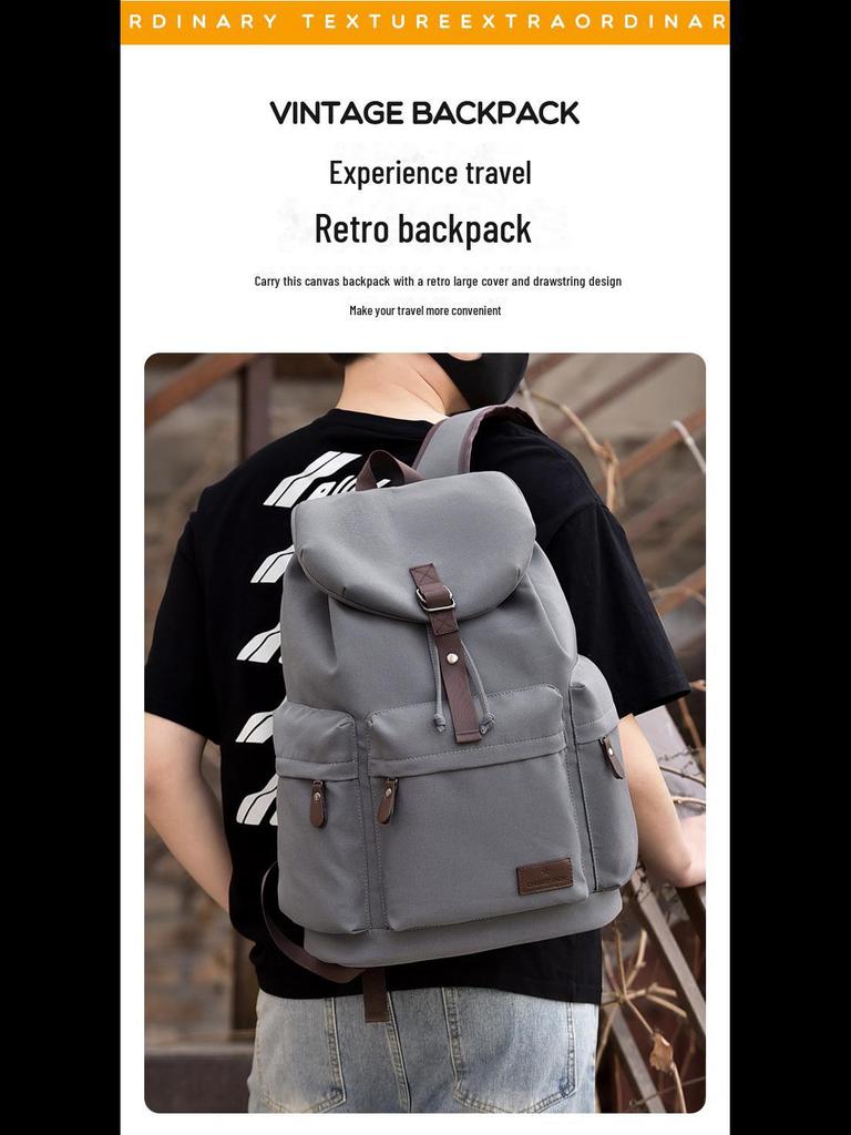 Retro Canvas Backpack: Lightweight, Large Capacity Travel Bag for Men, Perfect for College Students and Fashion Enthusiasts