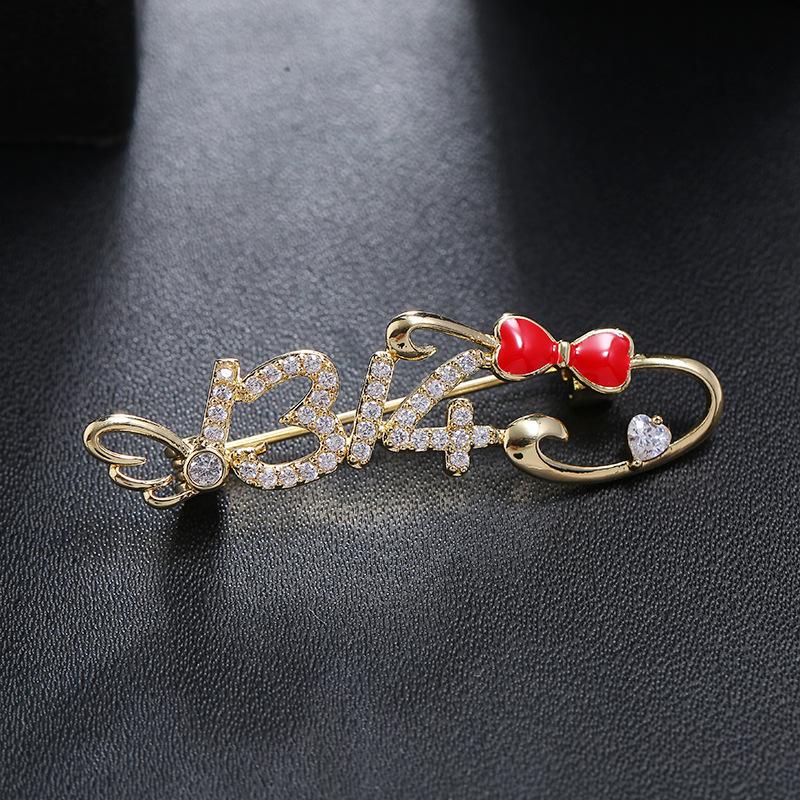 

Valentine s Day 520 crystal zircon high-end brooch for men and women, simple creative clothes, pin brooch with accessories