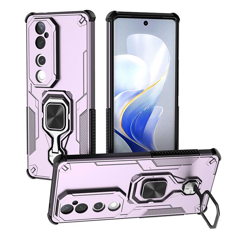 KEYSION Shockproof Armor Case for VIVO V40 Pro 5G Soft Silicone+PC Upright Metal Ring Stand Phone Cover for VIVO V40 5G V40 Pro