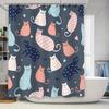Modern Colorful Cat Print Shower Curtain for Bathroom Decor Available In Multiple Sizes