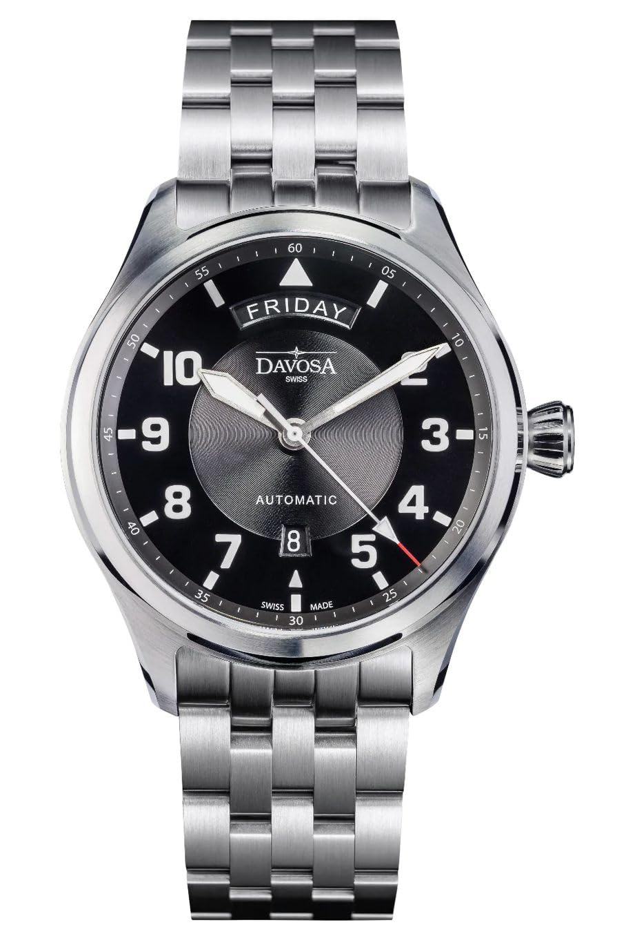 

Watch Mechanical Automatic Newton Pilot Swiss Made Silver [Davosa] Day-Date Day-Date 161.585.50 Men s чорний
