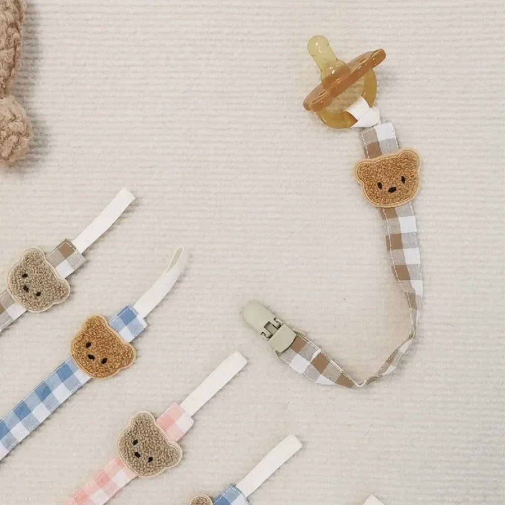 Embroidery Soother Holder Lattice Nipple Holder Clips Colorful Baby Cloth Pacifier Chain Toddler