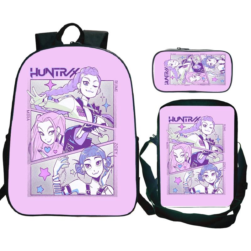 3tlg KPop Dämonenjäger Rucksäcke Huntrix Mädchen Kinder Studenten Schultaschen Zoey Rumi Mira Saja Jungen Kinder Schultaschen Unisex Mochila