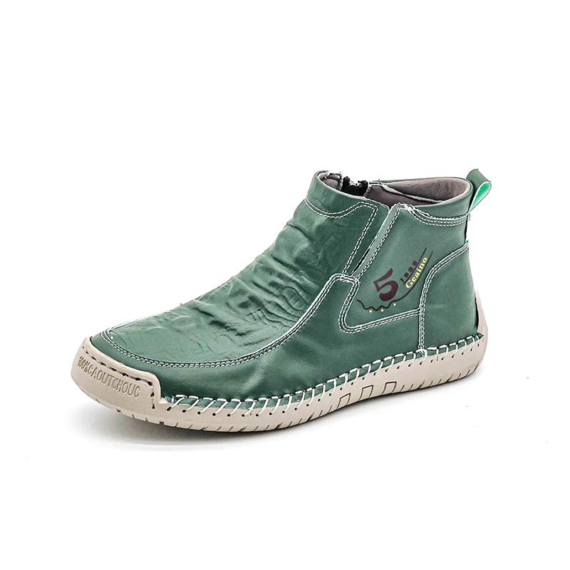 

Большой размер Ручной работы Ботинки из спилковой кожи Женская обувь Удобные ботильоны для женщин Повседневная обувь 42 зелёный